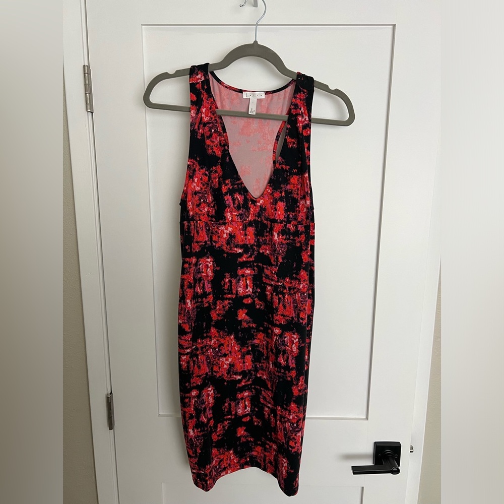 leith red and black racerback bodycon dress